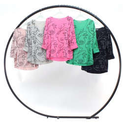 TOP MAILLE DESSIN VISAGE